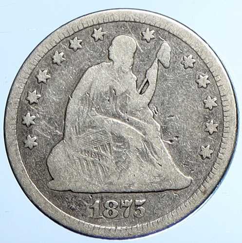 1875年 P アメリカ合衆国 銀貨 座像自由の女神 25セント硬貨 イーグル i111004|世界の紙幣・金・銀・銅 ラフテル