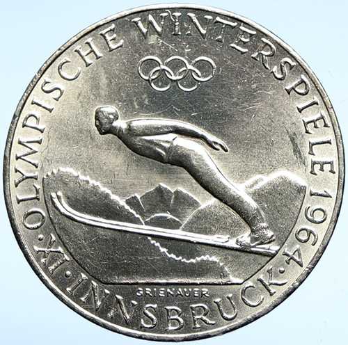 1964年オーストリア・インスブルック冬季オリンピック スキー競技 銀貨 50シェケル i102940|世界の紙幣・金・銀・銅 ラフテル