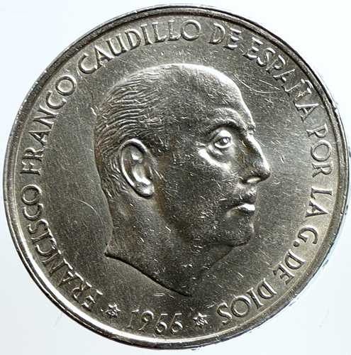 1966年 スペイン フランコ・カウディーリョ 大型 ヴィンテージ 銀貨 100ペセタ スペイン硬貨 i113433｜世界の紙幣・金・銀・銅 ラフテル
