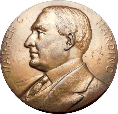 1923年 ウォーレン・G・ハーディング大統領 アンティーク 米国造幣局 大統領記念メダル i49265|世界の紙幣・金・銀・銅 ラフテル
