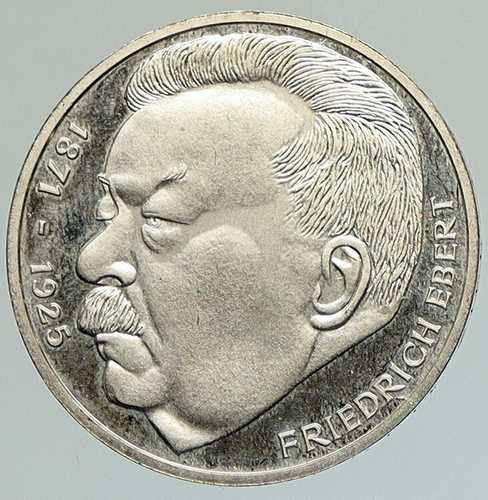 1975年 ドイツ 政治家 フリードリヒ・エーベルト 旧プルーフ銀貨 5マルク i112113｜世界の紙幣・金・銀・銅 ラフテル