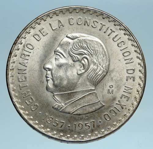 1957年メキシコ独立記念ベニート・パブロ・フアレス・ガルシア銀貨10ペソ i83164|世界の紙幣・金・銀・銅 ラフテル