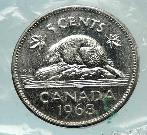 1963年 カナダ イギリス エリザベス2世 ヴィンテージ オールドビーバー 5セント硬貨 i76493｜世界の紙幣・金・銀・銅 ラフテル