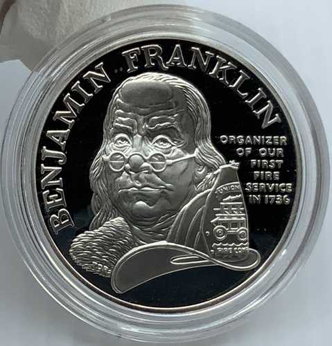 アメリカ合衆国 ベンジャミン・フランクリン消防士ヘルメット耐摩耗性銀メダル i117384｜世界の紙幣・金・銀・銅 ラフテル