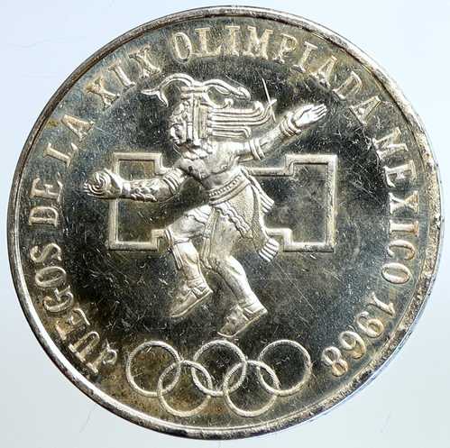 1968年メキシコ第19回オリンピック競技大会 アステカの球技選手 25ペソ銀貨 i113415|世界の紙幣・金・銀・銅 ラフテル