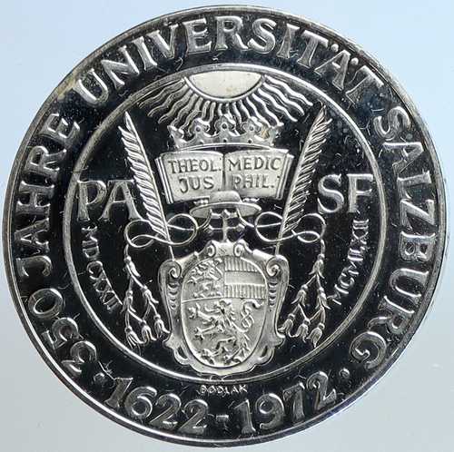 1972年 オーストリア ザルツブルク大学の紋章入りプルーフ銀貨 50シリング i113410|世界の紙幣・金・銀・銅 ラフテル