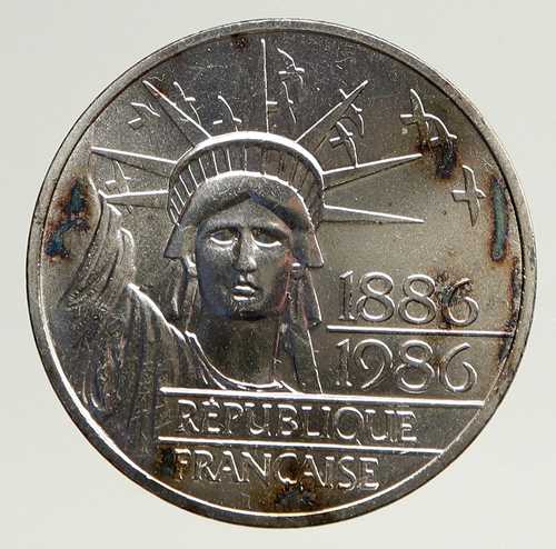 1986年 フランス ギフト 自由の女神 米国 大型 ヴィンテージ 銀貨 100フラン i93658｜世界の紙幣・金・銀・銅 ラフテル