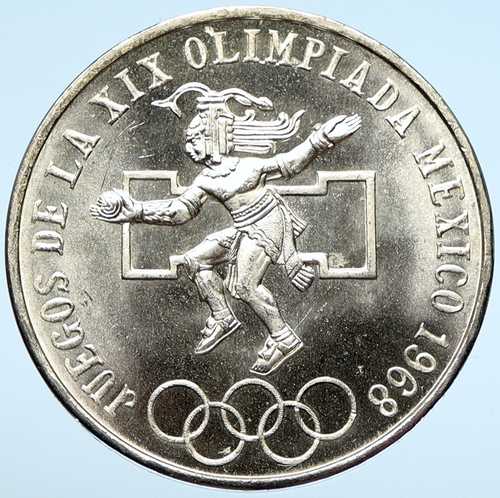1968年メキシコ第19回オリンピック競技大会 アステカの球技選手 25ペソ銀貨 i99025|世界の紙幣・金・銀・銅 ラフテル