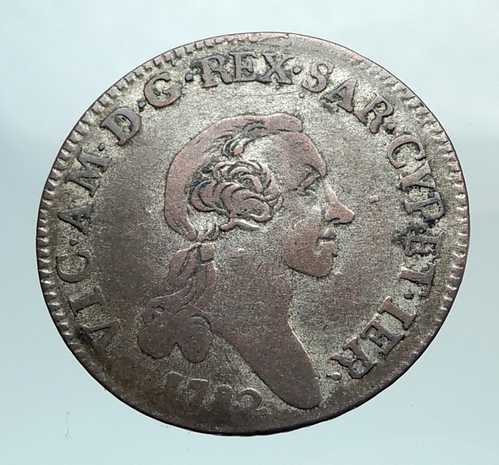 1782年 イタリア諸国 サルデーニャ ヴィクトリオ・アメデオ3世 イタリア正規品 7.6SL コイン i81043|世界の紙幣・金・銀・銅 ラフテル
