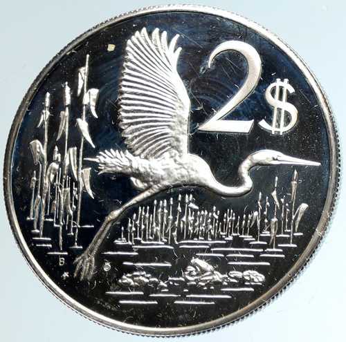 1979年 ケイマン諸島 旧オオアオサギ プルーフ銀貨 2ドル i103221|世界の紙幣・金・銀・銅 ラフテル