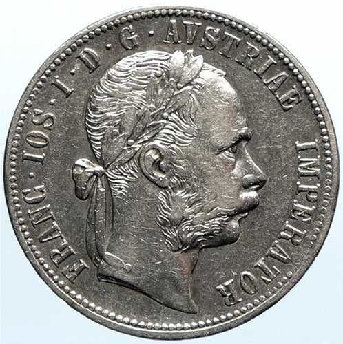1877年 オーストリア国王フランツ・ヨーゼフ1世 ヴィンテージ アンティーク 古い銀貨 フローリン i99043|世界の紙幣・金・銀・銅 ラフテル