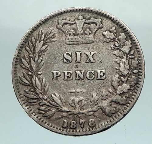 1878年 イギリス 英国 ヴィクトリア女王 6ペンス銀貨 i80322|世界の紙幣・金・銀・銅 ラフテル