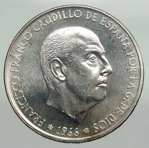 1966年 スペイン フランコ・カウディーリョ 大型 ヴィンテージ 銀貨 100ペセタ スペイン硬貨 i92326|世界の紙幣・金・銀・銅 ラフテル