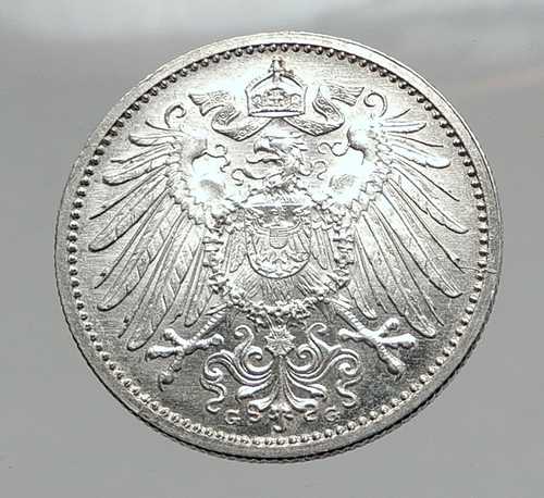1914年 ドイツ皇帝ヴィルヘルム2世 1マルク アンティーク ドイツ帝国 銀貨 鷲 i64427｜世界の紙幣・金・銀・銅 ラフテル