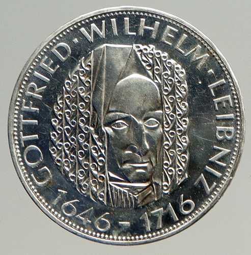 1966年 D ドイツ ゴットフリート・ヴィルヘルム・ライプニッツ 大型5マルク銀貨 i93545｜世界の紙幣・金・銀・銅 ラフテル