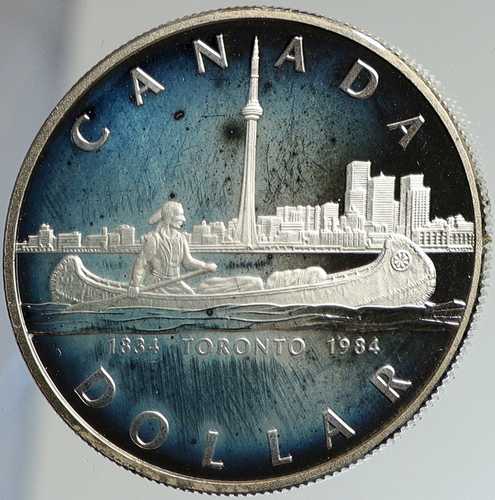 1984年 カナダ イギリス エリザベス2世 カヌー トロント 旧150年 プルーフ銀貨 i112444|世界の紙幣・金・銀・銅 ラフテル