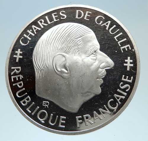 1988 フランス大統領シャルル ド ゴール アンティーク本物のシルバー フラン コイン i75340|世界の紙幣・金・銀・銅 ラフテル