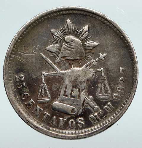 1872年 メキシコ 鷲と帽子 アンティーク 旧メキシコ銀貨 25センタボ i90728｜世界の紙幣・金・銀・銅 ラフテル