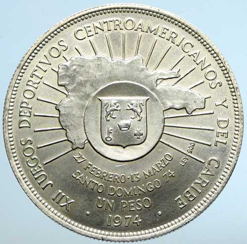 1974年 ドミニカ共和国 中央銀行設立25周年記念 ヴィンテージ銀貨 ペソ i102612｜世界の紙幣・金・銀・銅 ラフテル