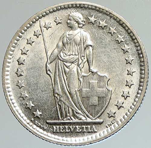 1946年 スイス - 銀貨 2フラン ヘルベティア スイス国家の象徴 i107965｜世界の紙幣・金・銀・銅 ラフテル