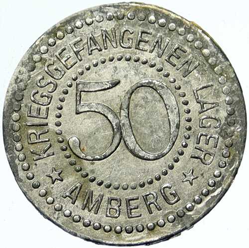1914-18 ドイツ 捕虜 第一次世界大戦 アンベルク トークン 50ペニヒ i100784｜世界の紙幣・金・銀・銅 ラフテル 88,000円
