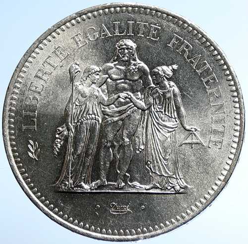1977年 フランス 大型ヘラクレスのモットー入り ヴィンテージ 銀貨 50フラン フランス硬貨 i107731|世界の紙幣・金・銀・銅 ラフテル