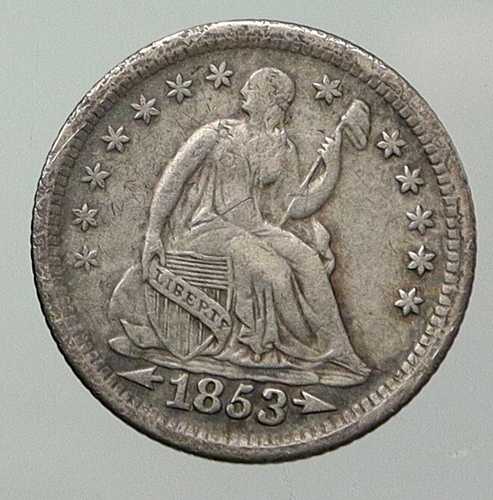1853年 P アメリカ合衆国 銀貨 座像自由の女神 旧銀貨 ハーフダイム i93018｜世界の紙幣・金・銀・銅 ラフテル 143,000円