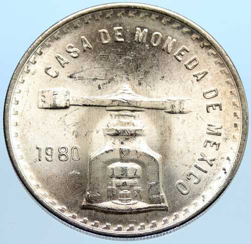 1980年 メキシコ 大型メダル 4.1cm 銀貨 オンサ 古いメキシコのコインプレス スケール i96621｜世界の紙幣・金・銀・銅 ラフテル