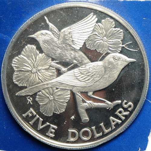 1984年 イギリス領ヴァージン諸島 エリザベス2世 鳥柄 プルーフ銀貨 5ドル i102112｜世界の紙幣・金・銀・銅 ラフテル