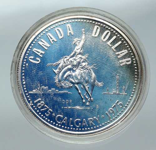 1975年 カナダ 英国 エリザベス2世女王 カルガリー 100周年記念 大型プルーフ銀貨 i85742｜世界の紙幣・金・銀・銅 ラフテル