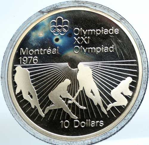 1976年 カナダ エリザベス2世オリンピック モントリオール ホッケー プルーフ銀貨 10ドル i103527｜世界の紙幣・金・銀・銅 ラフテル 97,900円