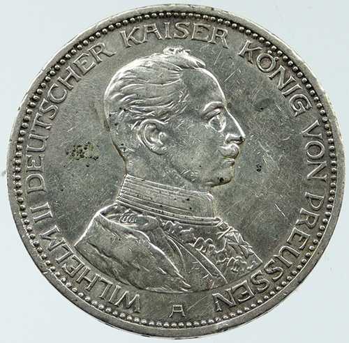 1914年 ドイツ プロイセン ヴィルヘルム2世 銀貨 0.48オンス 3マルク ドイツコイン i1117667｜世界の紙幣・金・銀・銅 ラフテル 143,000円