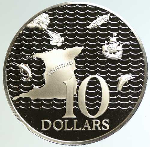 1974年 トリニダード・トバゴ諸島 大型ヴィンテージ旧プルーフ銀貨 10ドル i104578｜世界の紙幣・金・銀・銅 ラフテル