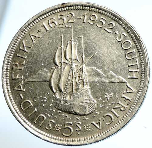 1952年 南アフリカ ジョージ6世 ケープタウン300周年記念 銀貨 5シリング i102923｜世界の紙幣・金・銀・銅 ラフテル