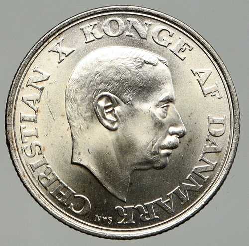 1945年 デンマーク クリスチャン10世 75歳誕生日記念銀貨 2クローネ i92433｜世界の紙幣・金・銀・銅 ラフテル