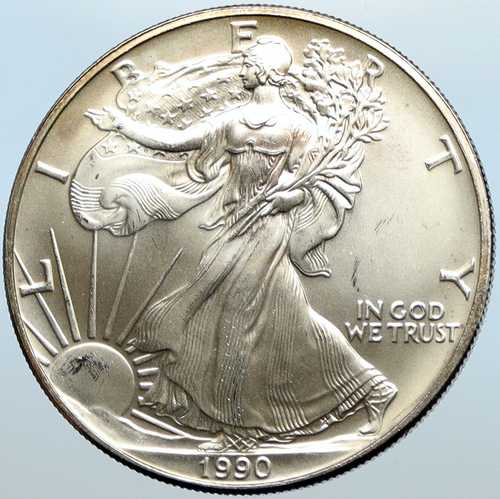 1990年 アメリカ合衆国 ウォーキングリバティ ハクトウワシ 銀貨 1オンス メダル i100698｜世界の紙幣・金・銀・銅 ラフテル