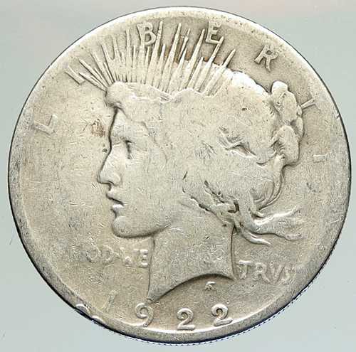 1922年S アメリカ合衆国アンティークシルバーピースダラー米国コイン 自由と鷲 i111907｜世界の紙幣・金・銀・銅 ラフテル