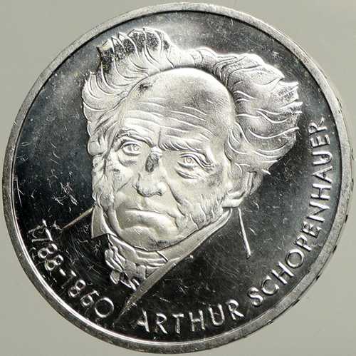 1988年 ドイツ 哲学者アルトゥール・ショーペンハウアー プルーフ銀貨 10マルク i102462｜世界の紙幣・金・銀・銅 ラフテル