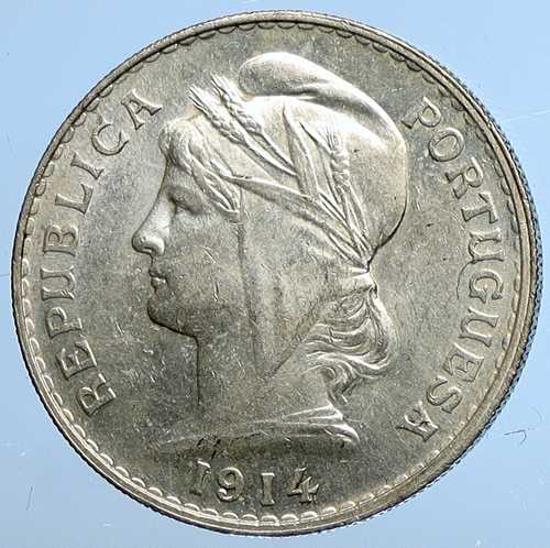 1914年 ポルトガル アンティーク 大型銀貨 50センタボ ポルトガル硬貨 自由の女神 i111319｜世界の紙幣・金・銀・銅 ラフテル