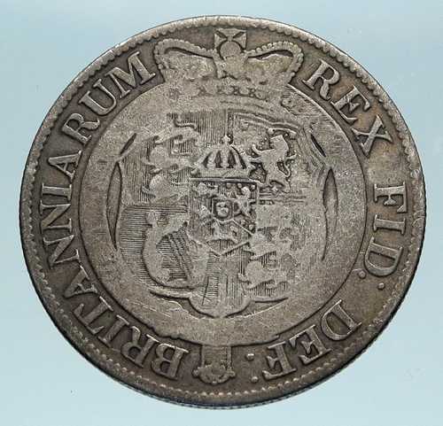 上品な 1819年 イギリス ジョージ3世 本物の古い銀貨ハーフクラウン