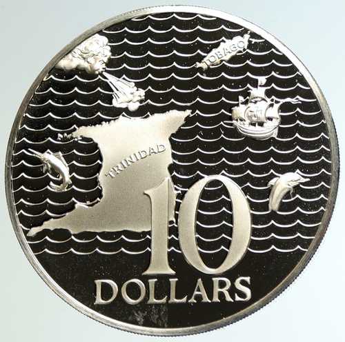 1974年 トリニダード・トバゴ諸島 大型ヴィンテージ旧プルーフ銀貨 10ドル i104605｜世界の紙幣・金・銀・銅 ラフテル