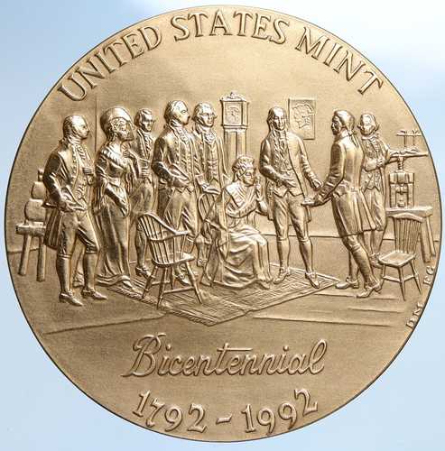 1992年 アメリカ合衆国造幣局 建国200周年記念 ヴィンテージ ダンスモア アート メダル トークン i114123｜世界の紙幣・金・銀・銅 ラフテル