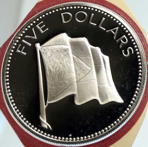 1976年 バハマ 英国 エリザベス2世女王国旗 プルーフ銀貨 5ドル コイン i103062｜世界の紙幣・金・銀・銅 ラフテル