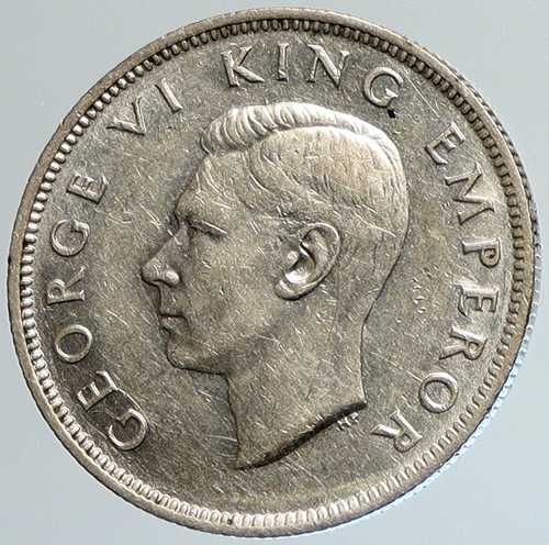 1942年 ニュージーランド（英国統治下）ジョージ6世 銀貨フローリン キウイ鳥入り i108039｜世界の紙幣・金・銀・銅 ラフテル