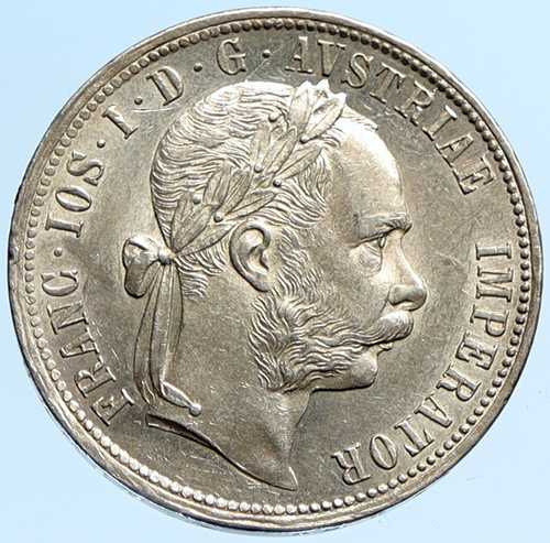1879年 オーストリア国王フランツ・ヨーゼフ1世 ヴィンテージ アンティーク シルバー フローリン コイン i97301|世界の紙幣・金・銀・銅 ラフテル