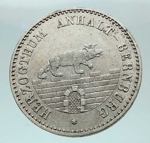 1861年 ドイツ アンハルト=ベルンブルク州 アンティーク銀貨 1/6ターラー i81561|世界の紙幣・金・銀・銅 ラフテル