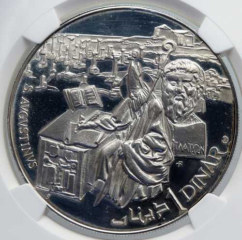 1969年 チュニジア 歴史 聖アウグスティヌス ヴィンテージ プルーフ 銀ディナール硬貨 NGC i89288｜世界の紙幣・金・銀・銅 ラフテル