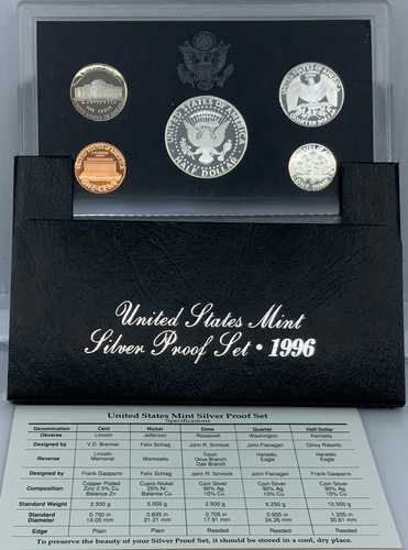 1996年S アメリカ合衆国大統領ジョン・F・ケネディ プルーフ銀貨 ハーフダラー/クォーター 5枚セット i114486｜世界の紙幣・金・銀・銅 ラフテル