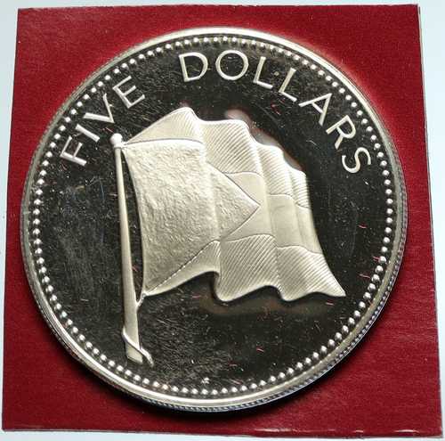 1978年 バハマ 英国 エリザベス2世女王国旗 プルーフ銀貨 5ドル コイン i103325｜世界の紙幣・金・銀・銅 ラフテル