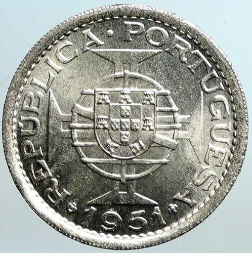 1951年 ポルトガル サントメ・プリンシペ 聖トマス・プリンシペ 銀貨 10エス コイン i101572｜世界の紙幣・金・銀・銅 ラフテル